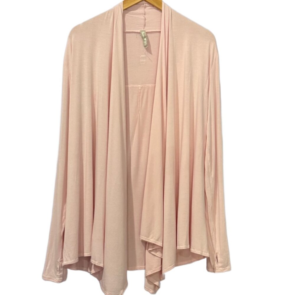 Bloom Waterfall open front Bamboo Rayon Blend Cardigan Pink Size Medium